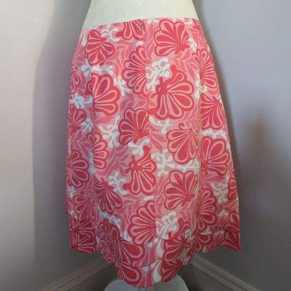 Vintage Lilly Pulitzer Skirt Pink White Me Shell Print Scalloped Hem Size 8 - Picture 7 of 11
